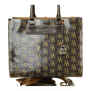 Dooney & Bourke NWOT Blue Tote w Gold Logo Print